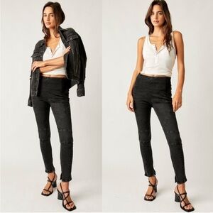 We The Free - Free people Women’s Moto Washed Black Pull On Skinny Jeans size 28